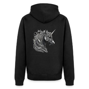 Goth Gothic Unicorn Mystical Horror Dark - Unisex Premium Organic Zip Hoodie - black - Back - Nico (187cm)
