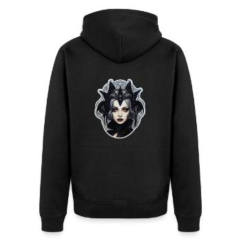 Goth Girl Gothic Frau Mystisch Schwarze Hexe - Unisex Premium Bio Zip Hoodie - Schwarz - Hinten - Nico (187cm)