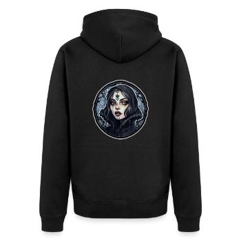 Goth Girl Gothic Frau Vampir Mystisch - Unisex Premium Bio Zip Hoodie - Schwarz - Hinten - Nico (187cm)