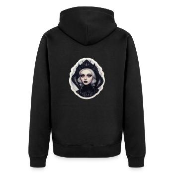 Goth Girl Gothic Vampir Horror Böser Blick - Unisex Premium Bio Zip Hoodie - Schwarz - Hinten - Nico (187cm)