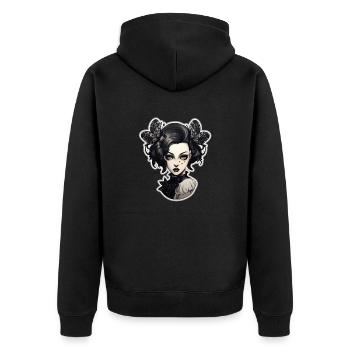 Goth Girl Gothic Schmetterling Horror Böser Blick - Unisex Premium Bio Zip Hoodie - Schwarz - Hinten - Nico (187cm)