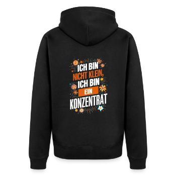 Kleine Kleiner Konzentrat cooler Spruch - Unisex Premium Bio Zip Hoodie - Schwarz - Hinten - Nico (187cm)