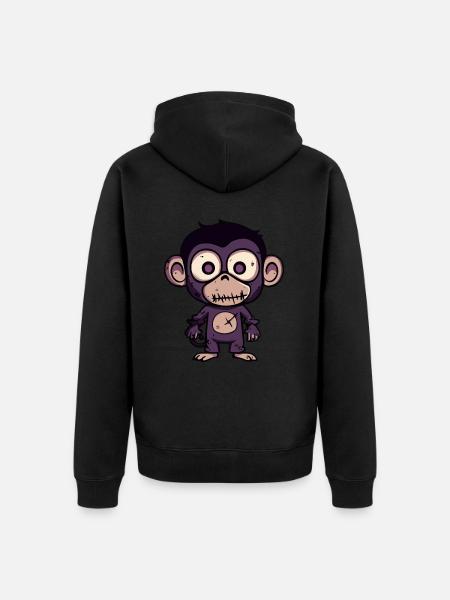 Monkey Halloween Zombie - Unisex Premium Organic Zip Hoodie - black