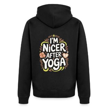 I'm Nicer After Yoga 15 - Unisex Premium Bio Zip Hoodie - Schwarz - Hinten - Nico (187cm)