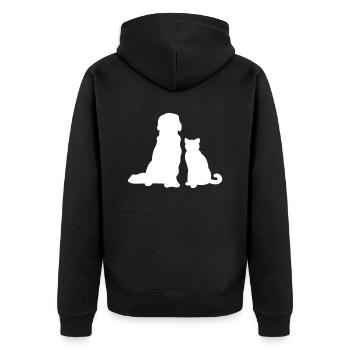 Cat with dog - Unisex Premium Organic Zip Hoodie - black - Back - Nico (187cm)