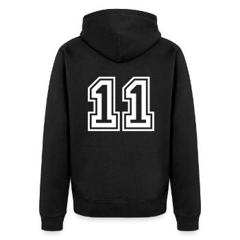 11 Numéro de numéro - Veste à capuche bio Premium Unisexe - noir - Dos - Nico (187cm)