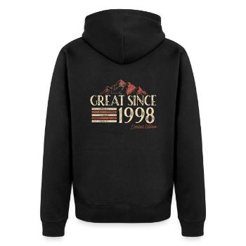 Geburtstag Jahrgang 1998 geboren Vintage Geschenk - Unisex Premium Bio Zip Hoodie - Schwarz - Hinten - Nico (187cm)