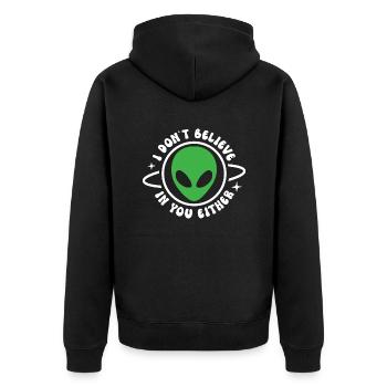 Ich glaube auch nicht an dich - Unisex Premium Bio Zip Hoodie - Schwarz - Hinten - Nico (187cm)