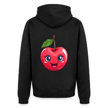 Kawaii Chibi Cherry Girl - Unisex Premium Organic Zip Hoodie - black - Back - Nico (187cm)