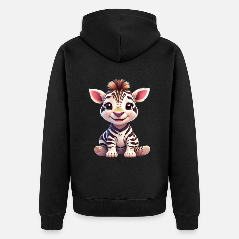 Joyeux mignon bébé zèbre - Veste à capuche bio Premium Unisexe - noir