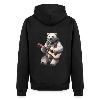 Polar bear polar bear with scarf playing guitar - Unisex Premium Organic Zip Hoodie - black - Back - Nico (187cm)