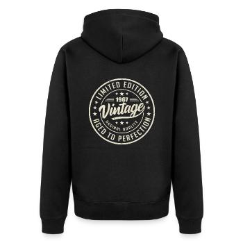 Jahrgang 1967 Geschenk 1967 Retro-Jubiläum 1967 - Unisex Premium Bio Zip Hoodie - Schwarz - Hinten - Nico (187cm)