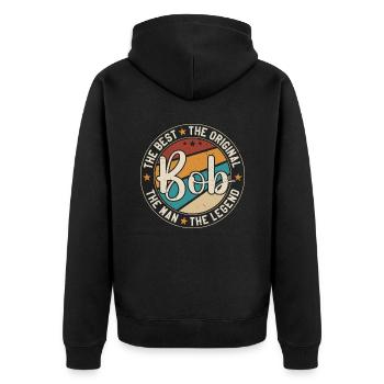 BOB Vorname Retro Bob Lustiger Weihnachtswitz Bob - Unisex Premium Bio Zip Hoodie - Schwarz - Hinten - Nico (187cm)