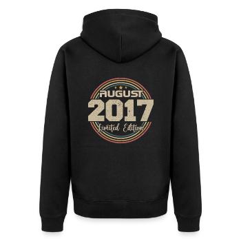 Vintage Born August 2017 Birthday Gift 2017 - Unisex Premium Organic Zip Hoodie - black - Back - Nico (187cm)