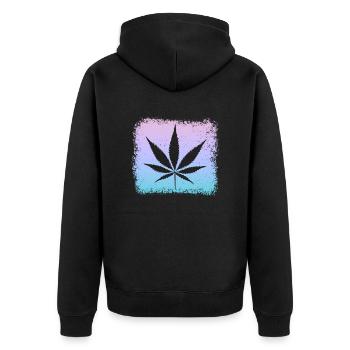 Kiffen Kiffer Weed Gras Stoner - Unisex Premium Bio Zip Hoodie - Schwarz - Hinten - Nico (187cm)
