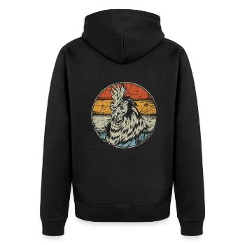 Hahn - Unisex Premium Bio Zip Hoodie - Schwarz - Hinten - Nico (187cm)