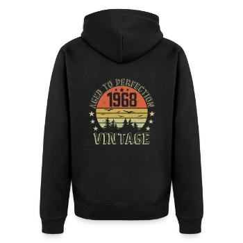 1968 Jahrgang Jahrgang Jahrgang 1968 1968 Geburtstagsgeschenk - Unisex Premium Bio Zip Hoodie - Schwarz - Hinten - Nico (187cm)