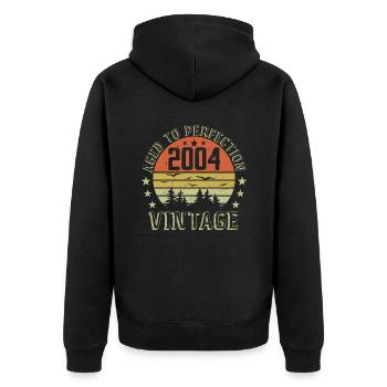 2004 Vintage Born 2004 Birthday Gift 2004 - Unisex Premium Organic Zip Hoodie - black - Back - Nico (187cm)