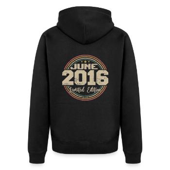 Born in June 2016 Birthday 12016 June 2016 June - Unisex Premium Organic Zip Hoodie - black - Back - Nico (187cm)