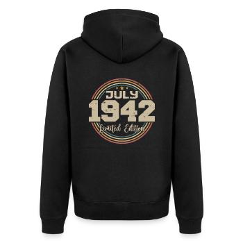 1942 Birthday July 1942 Gift July 1942 - Unisex Premium Organic Zip Hoodie - black - Back - Nico (187cm)