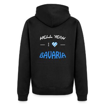 I love Bavaria - Unisex Premium Bio Zip Hoodie - Schwarz - Hinten - Nico (187cm)