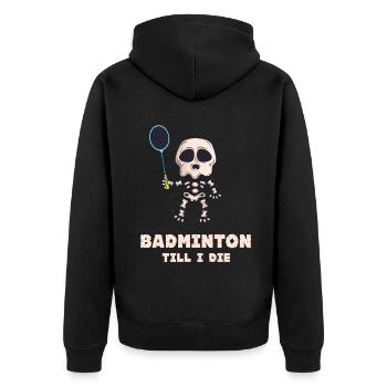 badminton badminton player badminton badminton badminton - Unisex Premium Organic Zip Hoodie - black - Back - Nico (187cm)