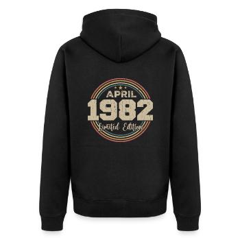 April 1982 Retro April 1982 Birthday Gift - Unisex Premium Organic Zip Hoodie - black - Back - Nico (187cm)