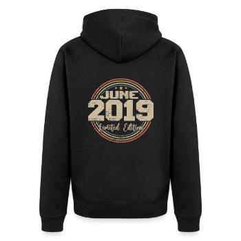 Born in June 2019 Birthday 12019 June 2019 June - Unisex Premium Organic Zip Hoodie - black - Back - Nico (187cm)