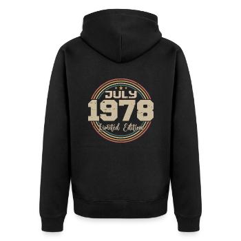 1978 Anniversaire Juillet 1978 Cadeau Juillet 1978 - Veste à capuche bio Premium Unisexe - noir - Dos - Nico (187cm)