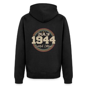 1944 Birthday July 1944 Gift July 1944 - Unisex Premium Organic Zip Hoodie - black - Back - Nico (187cm)