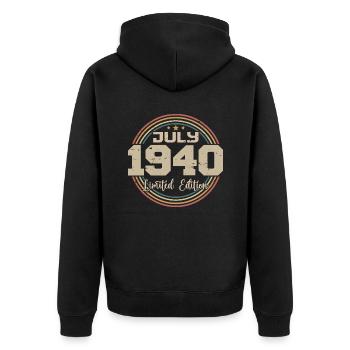 1940 Birthday July 1940 Gift July 1940 - Unisex Premium Organic Zip Hoodie - black - Back - Nico (187cm)