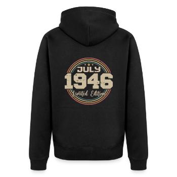 1946 Geburtstag Juli 1946 Geschenk Juli 1946 - Unisex Premium Bio Zip Hoodie - Schwarz - Hinten - Nico (187cm)