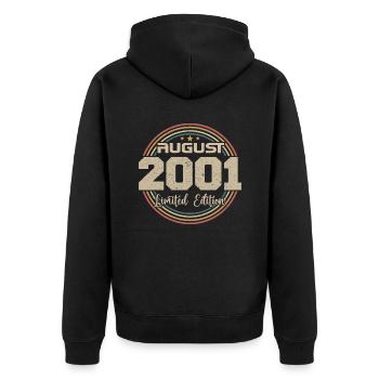 Vintage Born August 2001 Birthday Gift 2001 - Unisex Premium Organic Zip Hoodie - black - Back - Nico (187cm)