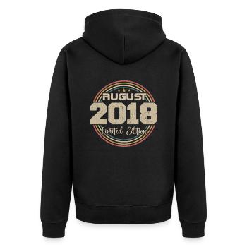Jahrgang Geboren August 2018 Geburtstagsgeschenk 2018 - Unisex Premium Bio Zip Hoodie - Schwarz - Hinten - Nico (187cm)