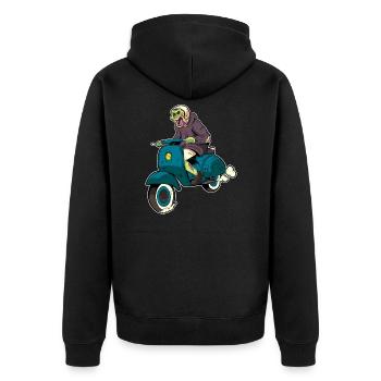 Halloween scooter driver scooter zombie gift - Unisex Premium Organic Zip Hoodie - black - Back - Nico (187cm)