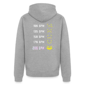 Musik Techno Rave Acid House EDM Hardstyle 200 BPM - Unisex Premium Bio Zip Hoodie - Grau meliert - Hinten - Nico (187cm)