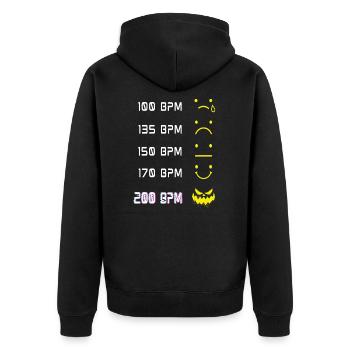 Musik Techno Rave Acid House EDM Hardstyle 200 BPM - Unisex Premium Bio Zip Hoodie - Schwarz - Hinten - Nico (187cm)