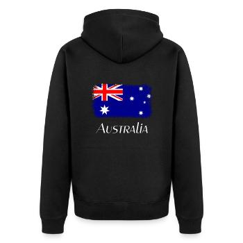Australien, Flagge, Flag from Australia - Unisex Premium Bio Zip Hoodie - Schwarz - Hinten - Nico (187cm)