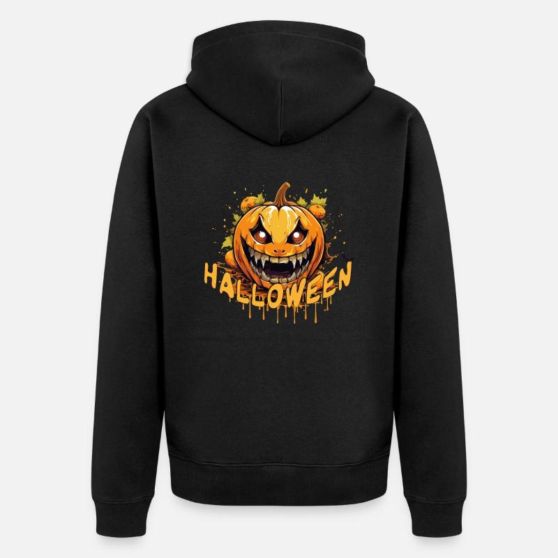 Citrouille effrayante d’Halloween - Veste à capuche bio Premium Unisexe - noir