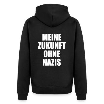 Meine zukunft ohne nazis - Unisex Premium Bio Zip Hoodie - Schwarz - Hinten - Nico (187cm)