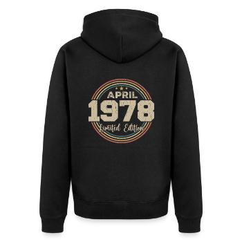 April 1978 Retro April 1978 Birthday Gift - Unisex Premium Organic Zip Hoodie - black - Back - Nico (187cm)