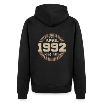 April 1992 Retro April 1992 Birthday Gift - Unisex Premium Organic Zip Hoodie - black - Back - Nico (187cm)