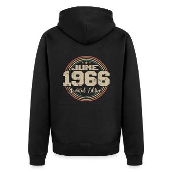 Born in June 1966 Birthday 11966 June 1966 June - Unisex Premium Organic Zip Hoodie - black - Back - Nico (187cm)