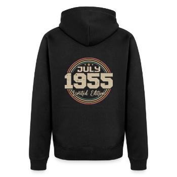 1955 Geburtstag Juli 1955 Geschenk Juli 1955 - Unisex Premium Bio Zip Hoodie - Schwarz - Hinten - Nico (187cm)