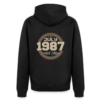 1987 Geburtstag Juli 1987 Geschenk Juli 1987 - Unisex Premium Bio Zip Hoodie - Schwarz - Hinten - Nico (187cm)