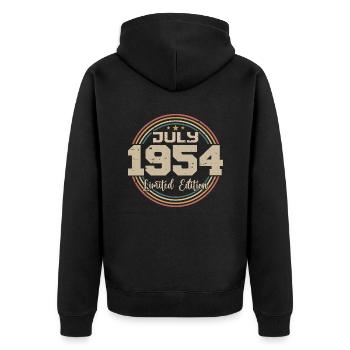 1954 Geburtstag Juli 1954 Geschenk Juli 1954 - Unisex Premium Bio Zip Hoodie - Schwarz - Hinten - Nico (187cm)