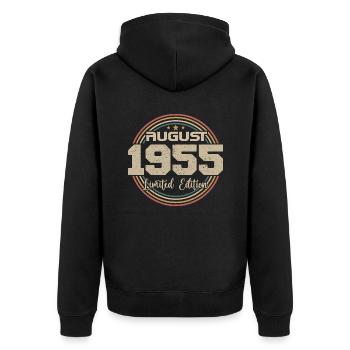 Millésime Né(e) Août 1955 Cadeau Anniversaire 1955 - Veste à capuche bio Premium Unisexe - noir - Dos - Nico (187cm)