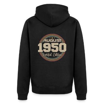 Vintage Born August 1950 Birthday Gift 1950 - Unisex Premium Organic Zip Hoodie - black - Back - Nico (187cm)