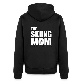 The Skiing Mom - Unisex Premium Bio Zip Hoodie - Schwarz - Hinten - Nico (187cm)