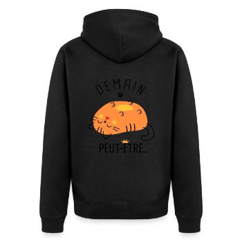 Chat peut etre demain Humour drôle - Veste à capuche bio Premium Unisexe - noir - Dos - Nico (187cm)